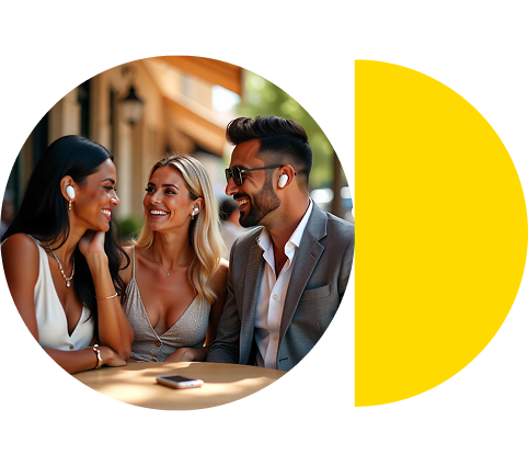 a smiling lady holding coffee and phone